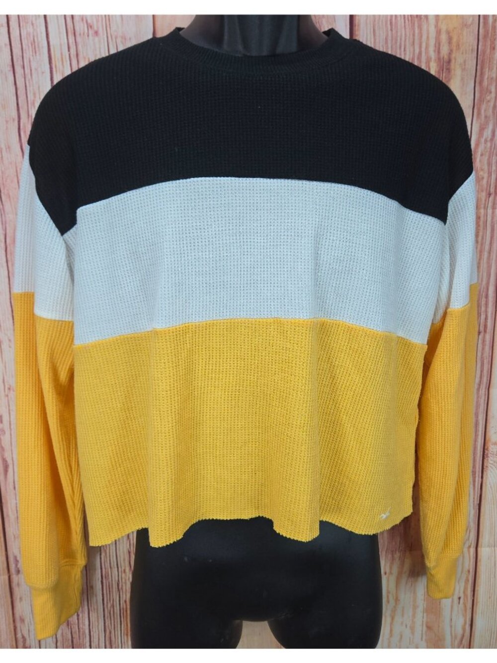 Hollister Womens Colorblock Waffle Boyfriend Shirt Size XS